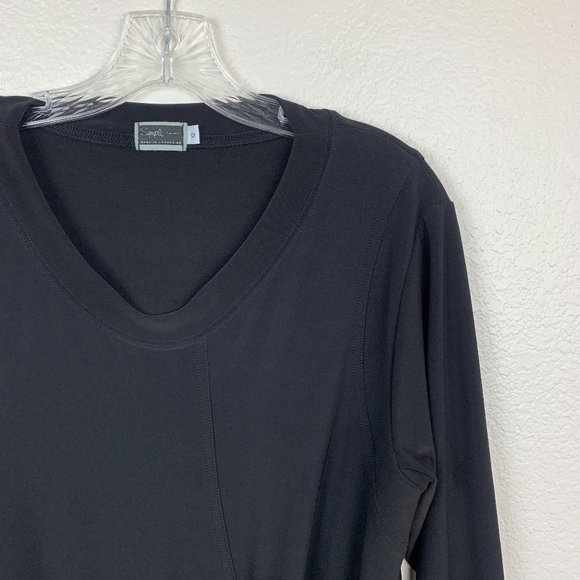 Sympli Size 12 Asymmetrical Hemline Tunic Top Draped Black Long Sleeve V Neck - Picture 3 of 11